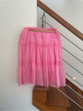 See By Chloe Pink Tiered Circle Skirt